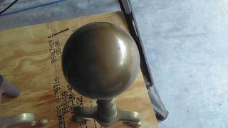 Vintage,  Heavy Brass Fireplace Andirons,  Firedogs,  with Cannon Ball Top,  Colonial 3