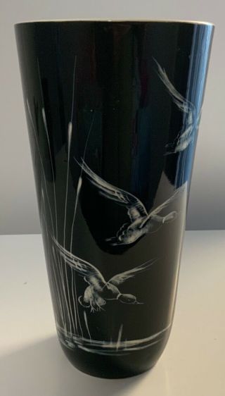 Vintage Australian Pottery - Diana V132 ‘wild Duck Handpainted’ Vase Approx 23cm