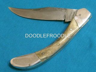 Big Vintage Custom Stag Bone Folding Knife Knives Pocket Hunter Survival Bowie
