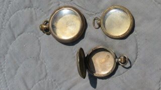 3 Antique 10k Gold Filled Small Hunter Pocket Watch Open Face Cases Steam Punk
