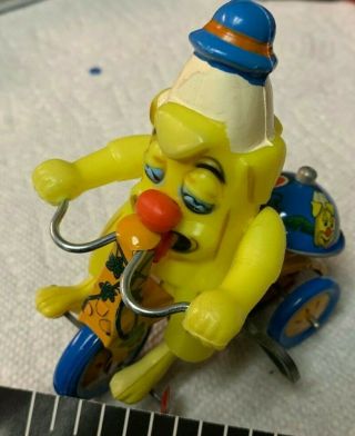 Vintage Louis Marx Mechanical Tricycle Banana Tin Toy Novelty Bicycle Toy