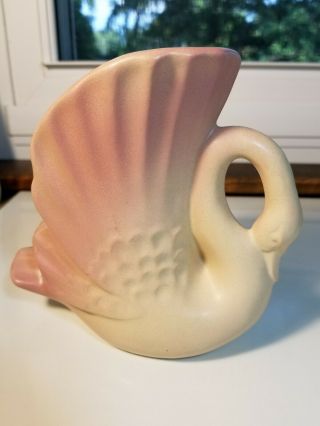 Vintage Mid Century 5 " Rosemeade Dakota Pottery Swan Blush Pink Signed Vase