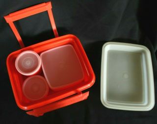 Tupperware Lunch Box Containers Sandwich Keeper Pack N Carry Red Vintage
