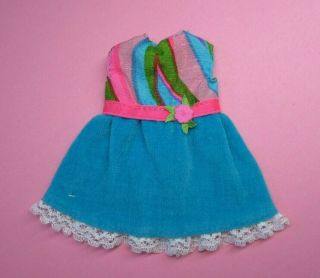 Vtg Barbie Skipper - Triple Treat 1748 Turquoise & Multicolored Dress