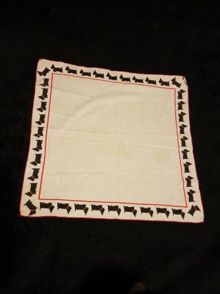 Vintage Square Scottie Dog Border Napkin 17 " X17.  5 " Red Embroidered Edge