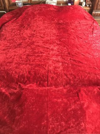Vintage Real Red Crushed Velvet Bedspread W/fringe Full/queen