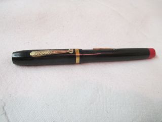 Vintage Everlast Fountain Pen Black & Gold With Red Cap