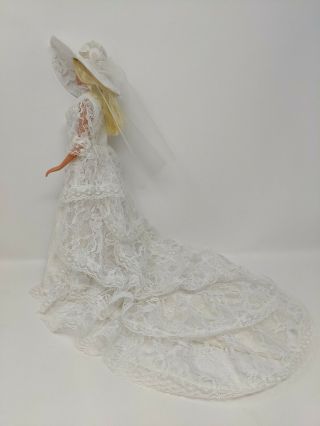 Vintage Handmade Barbie Wedding Dress Bridal Gown Train Lace & Lined No Doll