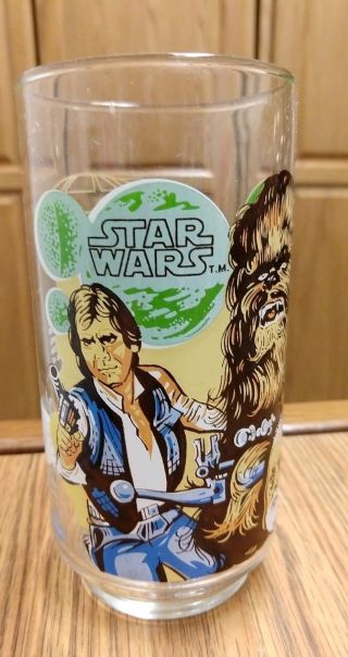 Vintage 1977 Star Wars Han Solo,  Luke,  Chewbacca,  Burger King Coca Cola Glass