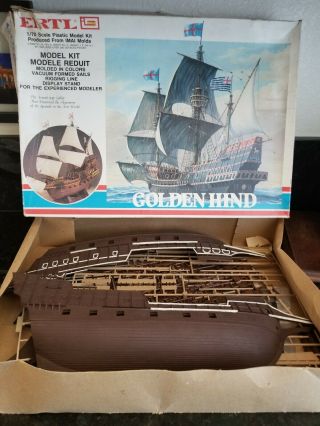 Vintage Ertl Golden Hind Sailing Ship 1/70 Scale Model Kit