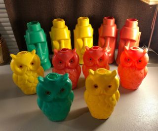 11 Vintage 60s Owl & Tiki Blow Molds For Lantern Patio Party Lights - Molds Only