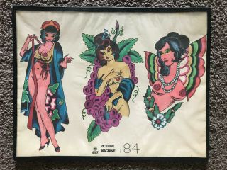 Vintage 1977 184 Risque Geisha Girls Lingerie Grapes Picture Machine