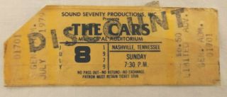 The Cars Vintage Ticket Stub July 8,  1979