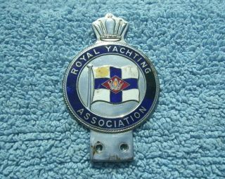 Vintage 1960s Royal Yachting Association Car Badge - Rya Sailing Club Auto Emblem