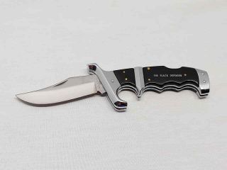 Vintage The Black Defender Stainless Steel Japan Folding Pocket Knife