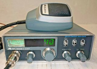 Vtg Midland Model 3001 Precision Series Cb Radio Transceiver 40 Channel W/ Mic
