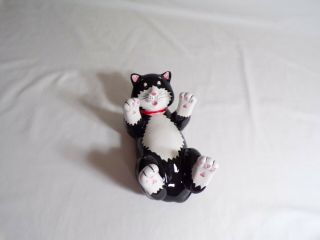 Vintage Ganz - Ceramic Black & White Tuxedo Cat With Red Collar Ed2271