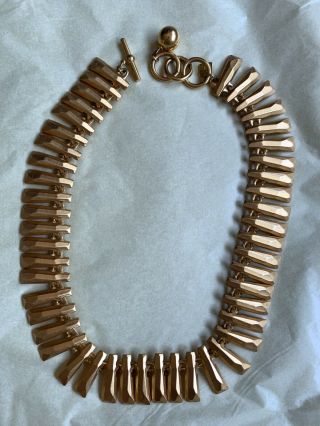 Vintage Signed Anne Klein Gold Tone Cleopatra Style Necklace