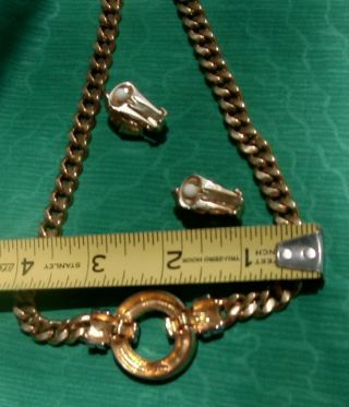Vintage Park Lane Necklace Gold Tone with Rhinestone / Gold Tone Earrings 5