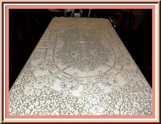 Early Vintage Quaker Lace Tablecloth With Tag & Picot Loops
