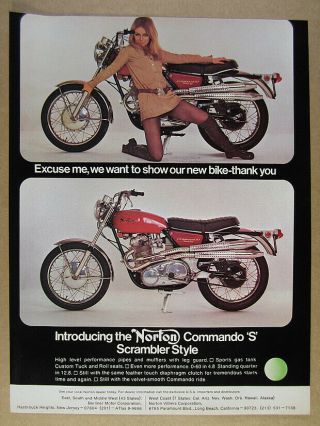 1969 Norton Commando 750 S Motorcycle Color Photo Vintage Print Ad
