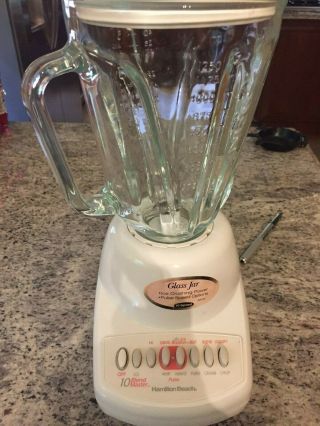 Vintage White Hamilton Beach 10 Speed Blend Master W/glass Jar