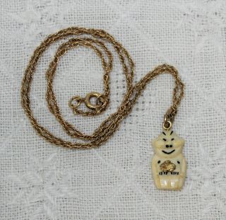 Vintage Alaskan Billiken Necklace Gold Nugget 12k Gf Speidel Chain