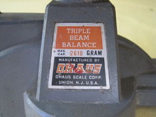 Vintage Ohaus Triple Beam Balance Scale Max 2610 Gram Art Deco Design Union NJ 2