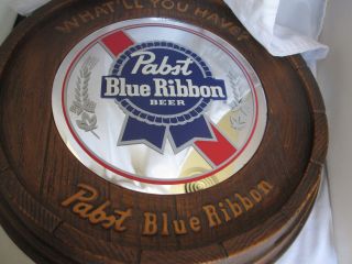 Rare Vintage 1989 What ' ll You Have PABST BLUE RIBBON BEER Barrel Keg Wall Sign 3