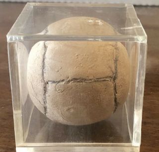 Vintage Feathery Golf Ball In Display Acrylic