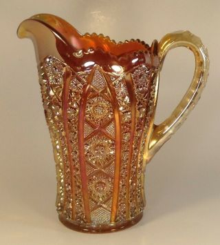 Vintage Imperial Marigold Carnival Glass 8 " Pitcher - Octagon -