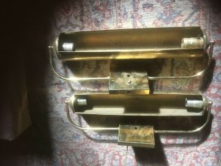 Two Vintage Brass Metal Portrait Picture Lights,  Wall Mount Adjustable Lamp