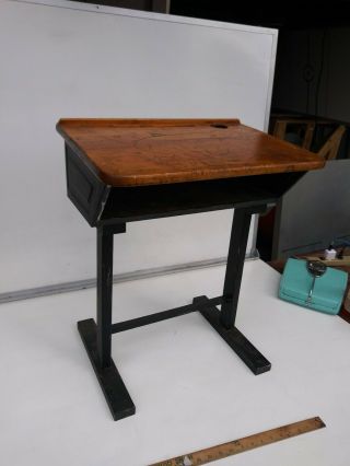 Vintage Wood Elementary Student School Desk