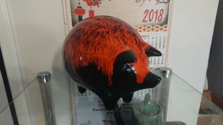 Blue Mountain Pottery Red Piggy Bank Manufactured 1970 - 73 Or 78 Vintage