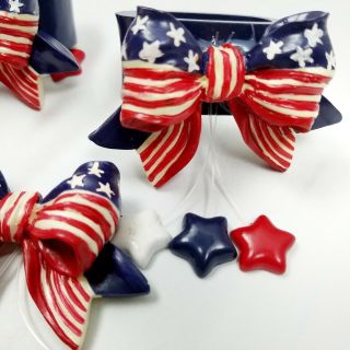 Vintage American Napkin Rings,  Set Of 8 Quality 4th Of July Americana Flag