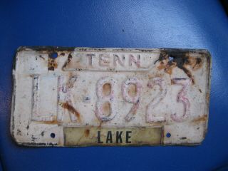 Vintage Tennessee License Plate Lk - 8923 Lake Co.