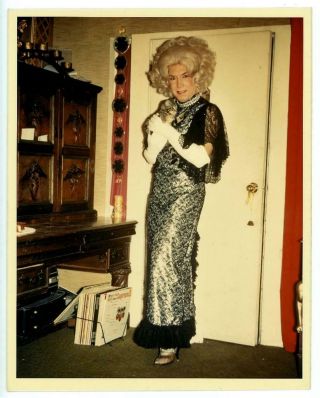 Female Impersonator Holding Kitten Vtg 1970 San Francisco Drag Queen 8x10 Photo