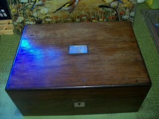 Vintage Mahogany Sewing Box/mother Of Pearl Details// 11 Inches By 8 By 5 Deep