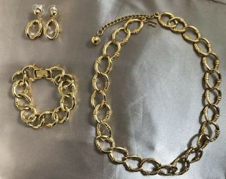Vintage Napier Chain Necklace Bracelet And Earrings Set
