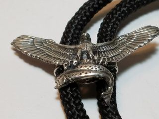 Vintage Bolo Tie Eagle With Fish Sterling Silver