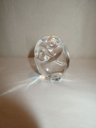 Vintage Steuben Art Glass Owl Paperweight Figurine Signed