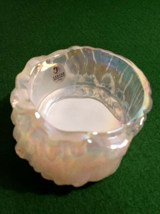 Vintage Fenton Art Glass White Opalescent Iridescent Votive Candle Holder