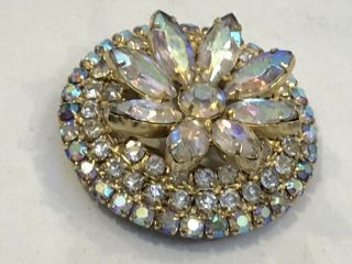 Stunning Vintage Juliana D&e Clear Ab Rhinestone Flower Design Brooch Or Pin