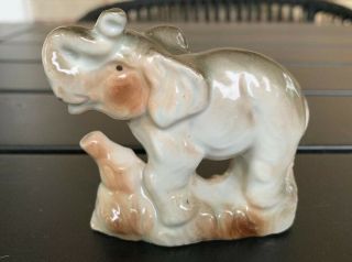 Vintage Ceramic Elephant Trunk Up Good Luck Figurine Made In Japan