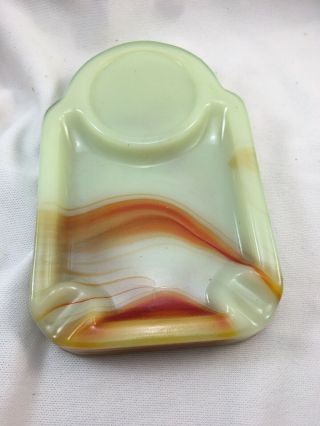 Vintage Akro Agate Vidrio Products Corp.  Orange Uranium Slag Glass Ashtray