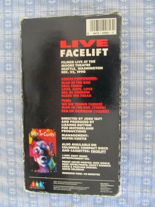 Alice In Chains Facelift Live VHS Vintage 1991 2