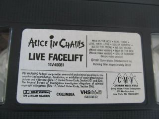 Alice In Chains Facelift Live VHS Vintage 1991 4