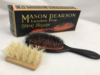 Vintage 1970s Mason Pearson Junior Bristle And Nylon Brush W/ Box