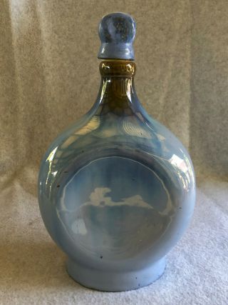 Vintage Fulper Pottery No.  696 Pinch Bottle W/ Ritz Music Box Ex Venetian Blu