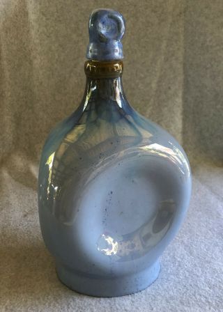 Vintage Fulper Pottery No.  696 Pinch Bottle w/ Ritz music box EX Venetian Blu 2